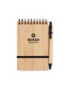 Cuadernos A6 con tapa de bambú y bolígrafo