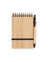 Cuadernos A6 con tapa de bambú y bolígrafo