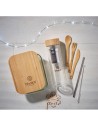 Porta pranzo in vetro con coperchi in bambù