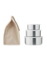 Set di tre cestini porta pranzo in acciaio inox