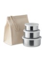 Set di tre cestini porta pranzo in acciaio inox