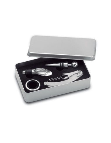 Set da vino in scatola di metallo