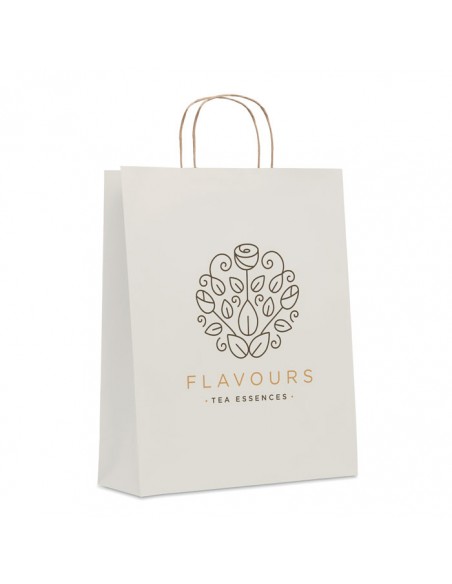 Bolsas de papel grande  90g asa corta torcida y fuelle