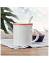 Tazze in porcellana con coperchio e cucchiaio in bambù 380 ml
