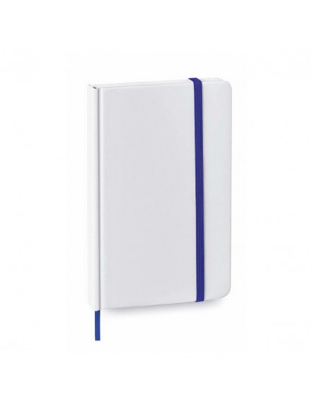 Libretas blancas de cartón con marcapáginas y banda elástica