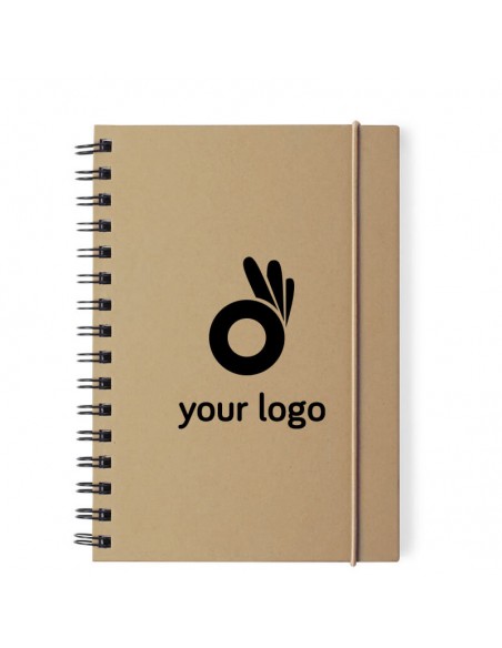 Cuadernos con tapa de cartón reciclado y banda elástica