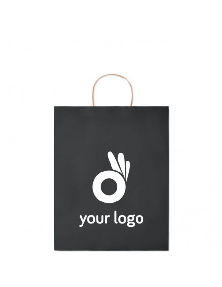 Bolsas de papel medianas 90g asa corta torcida y fuelle